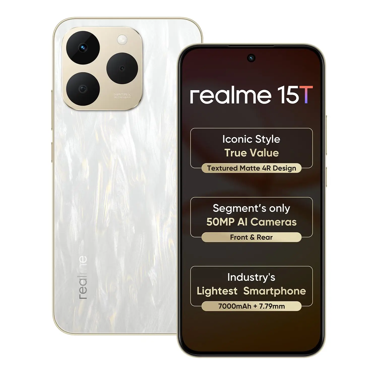 realme 15T 5G Smartphone  Silver,6.67inch Screen, 120Hz Display,7000mAh Battery,60W Fast Charge,Front & Rear Dual 50MP Cameras, Dimensity 6400 Max 5G Chipset,IP69