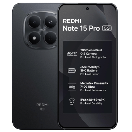 REDMI Note 15 Pro 5G ( 200MasterPixel OIS Camera | Dimensity 7400-Ultra | 17.3cm CrystalRes AMOLED Screen | IP66/68/69/69K | Mega 6580mAh Si/C Battery | 45W Fast Charging
