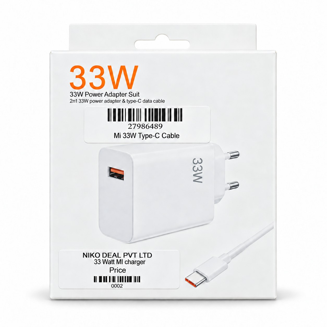 Mi 33W Fast Charger with Type-C Cable (2-in-1 Power Adapter Suit)